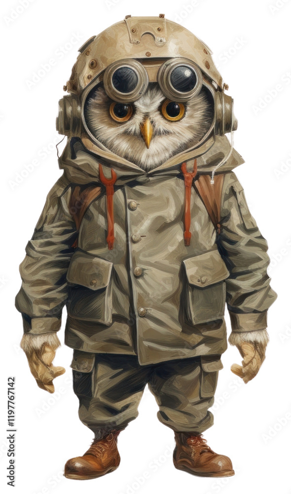 Fototapeta premium PNG Owl costumes wearing pilot outfit animal human cute.