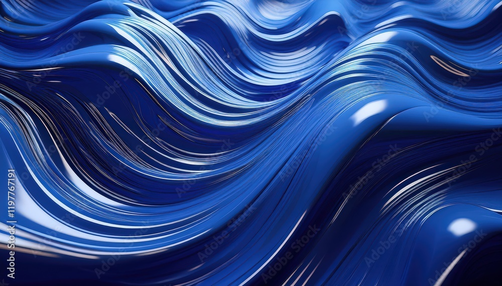 3D Rendered Abstraction Wavy Blue Metallic Background with a Sense of Movement and Intrigue in an Ethereal Atmosphere 3D Rendered Abstraction Wavy Blue Metallic Background with a Sense of Movement and Intrigue in an Ethereal Atmosphere