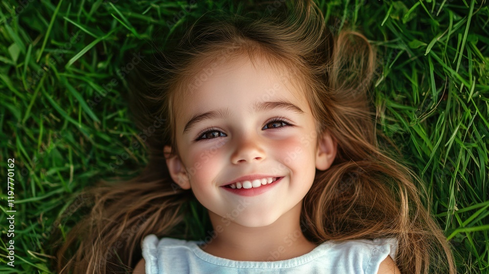 Delightful Child's Smile in Grass Delightful Child's Smile in Grass