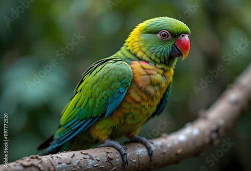 Female eclectus parrot on a perch