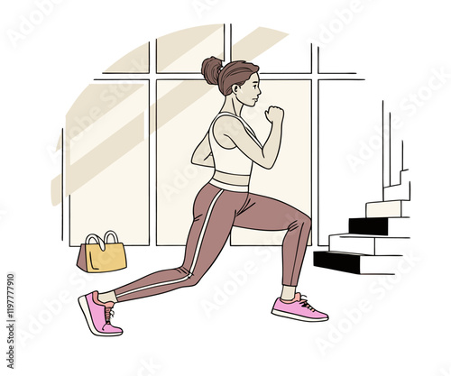 Lunge Jumps exercise, Woman workout fitness, aerobic and exercises.