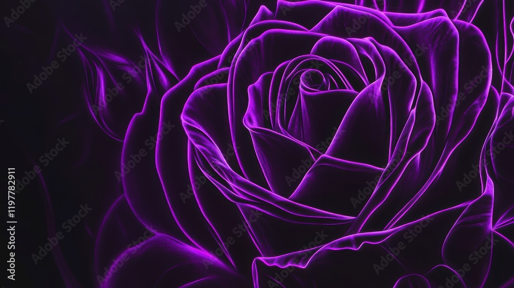 Fototapeta premium Stunning Purple Rose with Detailed Petals, a Dark Background Image, Perfect for Flower Lovers.