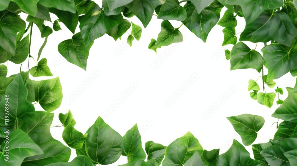 Fototapeta premium A natural and ornamental ivy frame with green leaves.