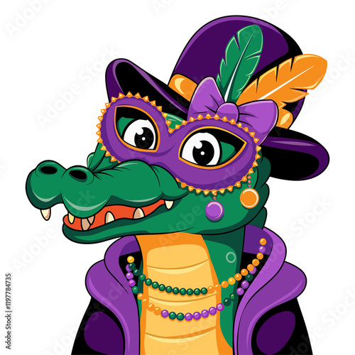 Mardi Gras crocodile vector