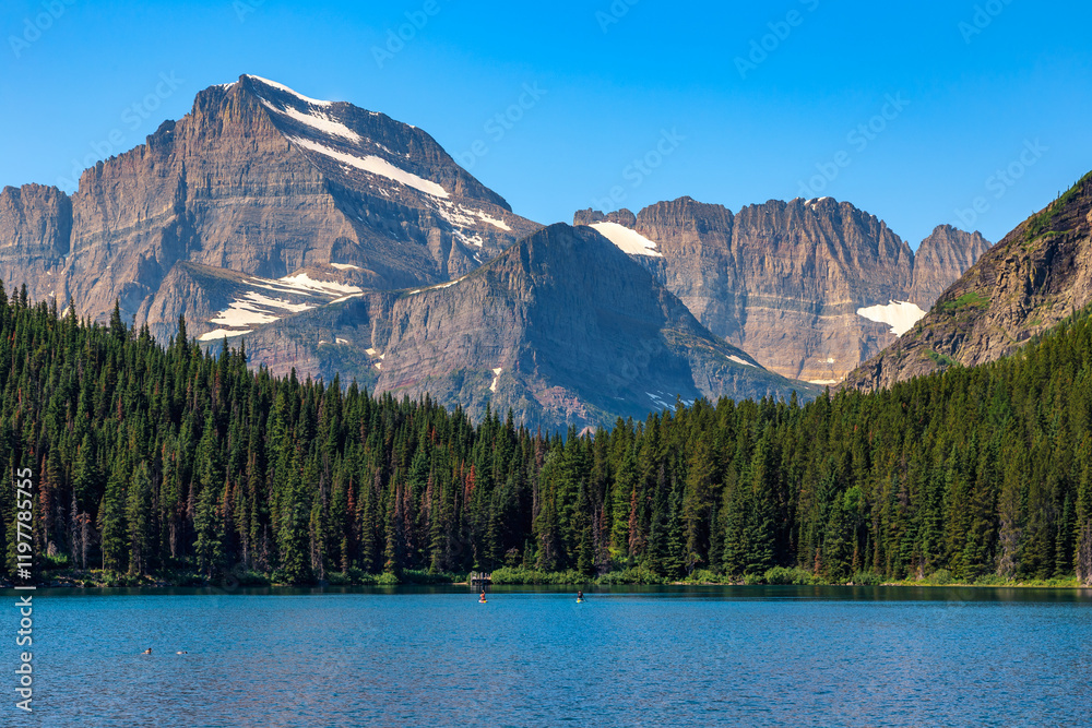 Mountains and Landscape from the Swiftcurrent Lake at Many Glacier, Glacier National Park, Montana Mountains and Landscape from the Swiftcurrent Lake at Many Glacier, Glacier National Park, Montana