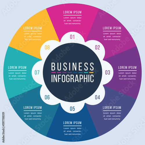 Circle infographic design 8 steps