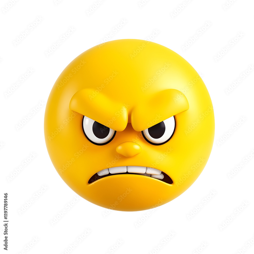 Fototapeta premium Angry Emoji Face - 3D Illustration