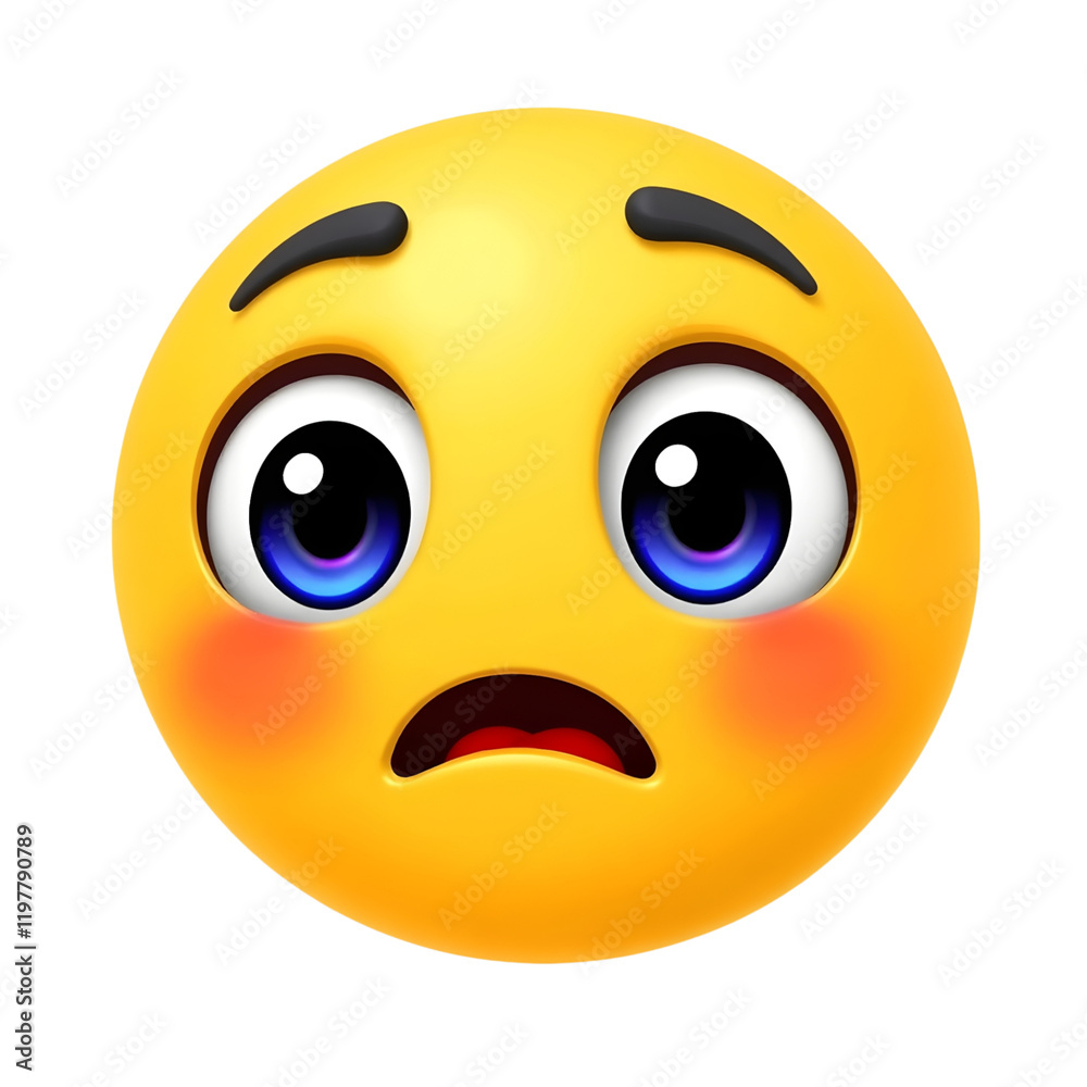 Fototapeta premium Yellow face emoji - 3D Illustration