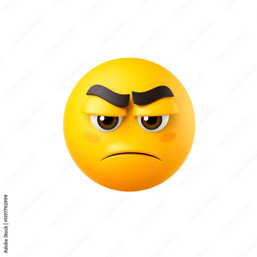 Fototapeta premium Thinking Emoji Face - 3D Illustration