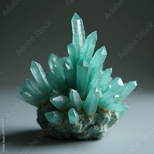Unprocessed natural transparent crystals of green color.