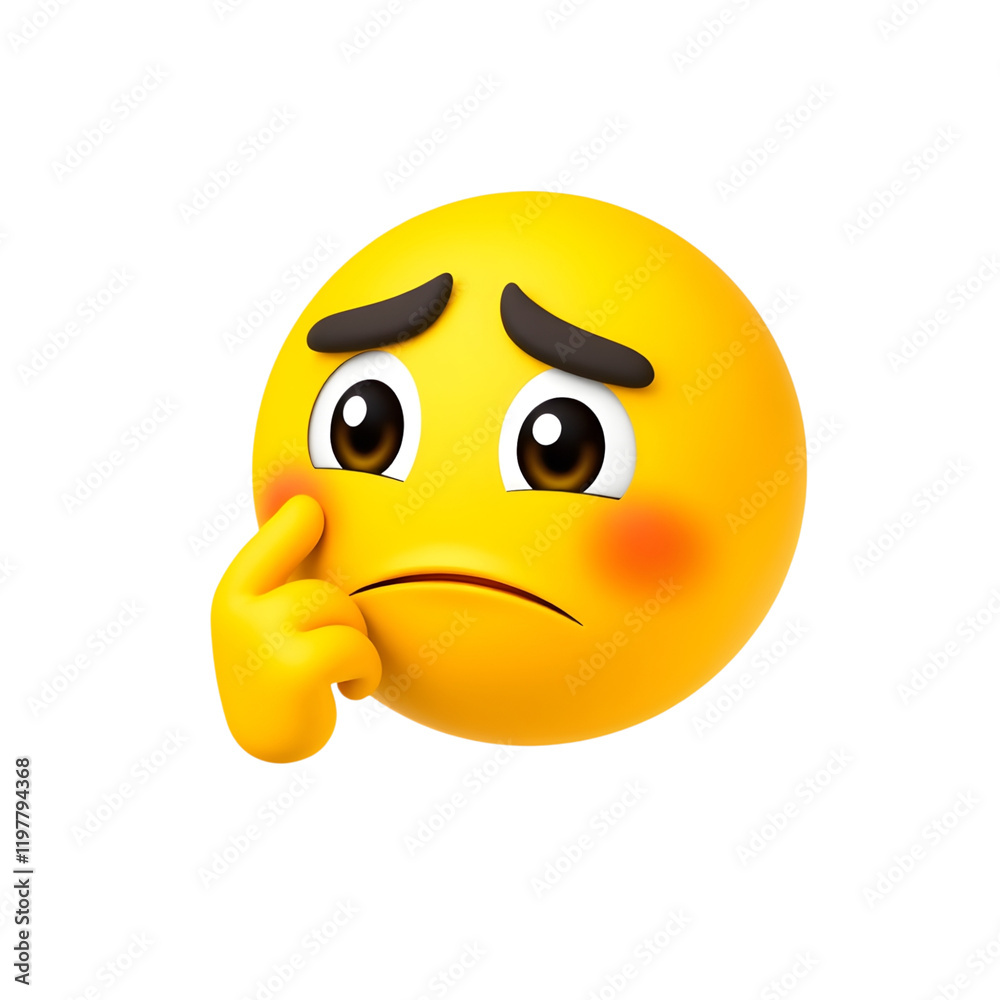 Fototapeta premium Thinking Emoji Face - 3D Illustration