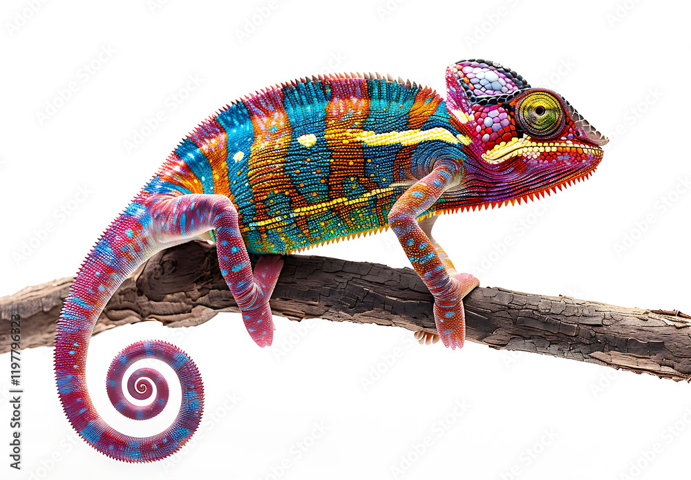 Obraz premium Vibrant Chameleon on a Branch