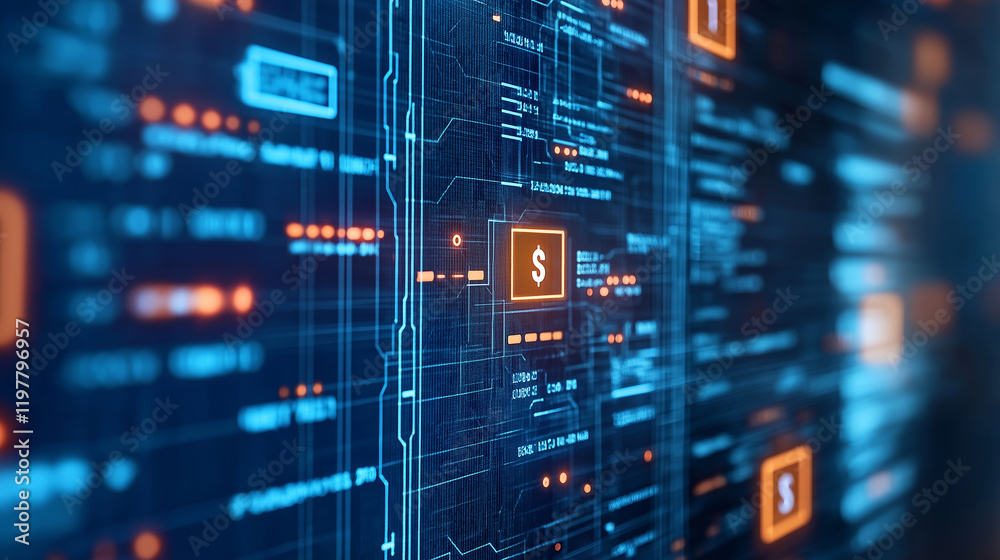 An illustration of an online payment system with global financial transactions visualized in a digital network An illustration of an online payment system with global financial transactions visualized in a digital network