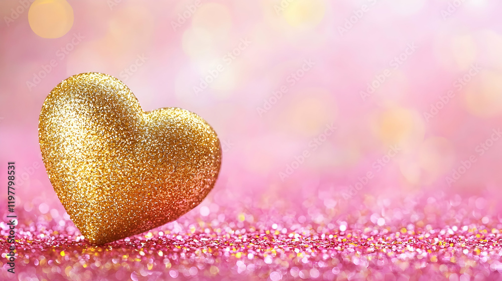 Obraz premium Gold glitter effect with subtle pink gradients for Valentine's Day