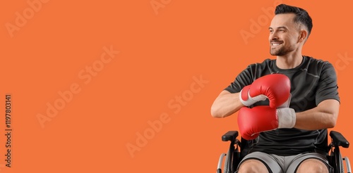 Male boxer in wheelchair on...