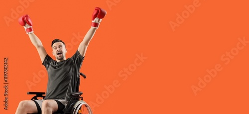 Happy male boxer in wheelch...