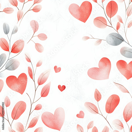 Romantic watercolorinspired texture on pure white background for Valentine's Day photo