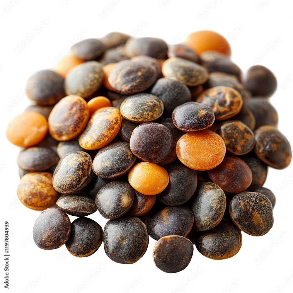 Unique collection of various dried seeds showcasing natural colors and textures in a close-up arrangement isolated on transparent background Unique collection of various dried seeds showcasing natural colors and textures in a close-up arrangement isolated on transparent background