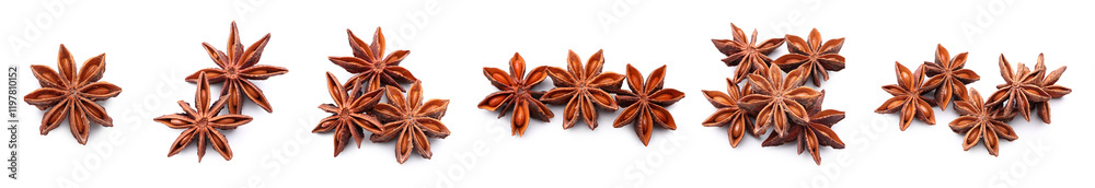 Set of star anise spice on white background, top view Set of star anise spice on white background, top view