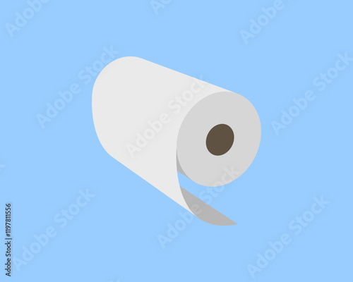 Clean, minimalist illustration of a paper roll against a light blue background. Perfect for websites, apps, or presentations needing a simple, modern aesthetic.