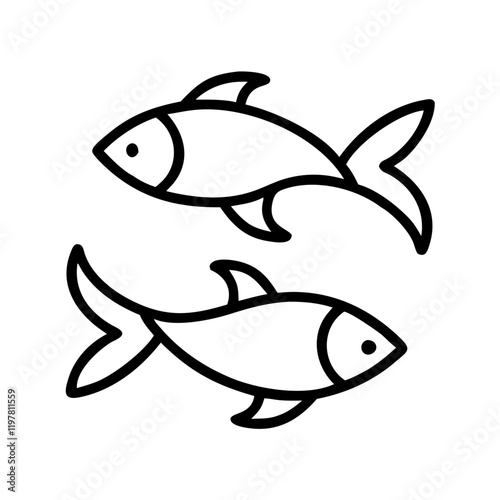 Pisces zodiac sign icon with two fish illustration