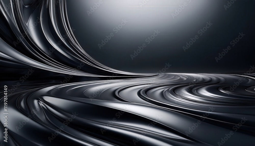 Obraz premium A glossy surface with soft reflections and a smooth, shiny finish in dark gray, creating a sleek and modern look, ideal for luxury products, design, and high-tech visuals