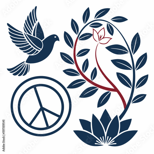 Vector of peace and harmony symbols worldwide