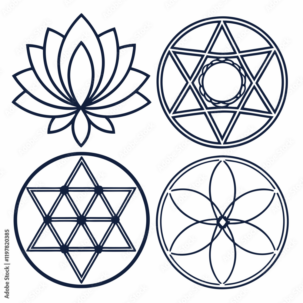 Flat vector icons of sacred geometry symbols Flat vector icons of sacred geometry symbols
