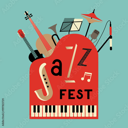 Canvas Print Jazz Fest Colorful Minimalist Design icon