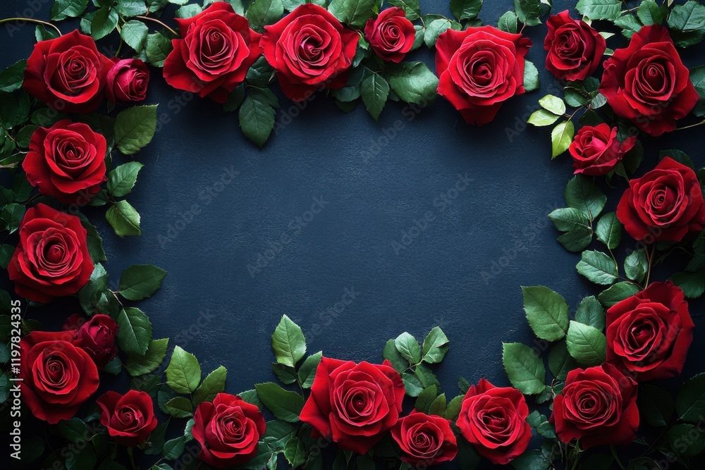 Rose Frame on a dark blue Background Rose Frame on a dark blue Background