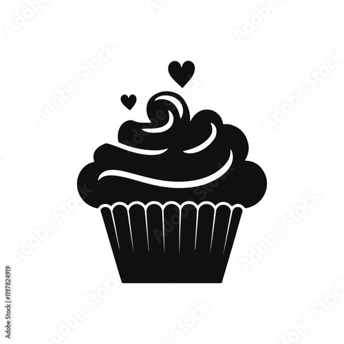 vector of black silhouette of cupcake silhouette