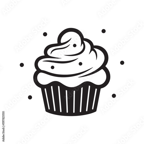 vector of black silhouette of cupcake silhouette
