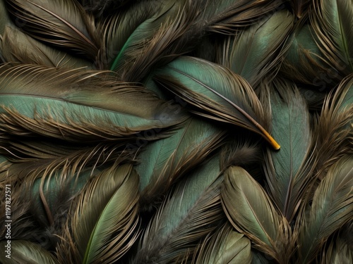 Close up of colorful duck feathers. Vivid colors