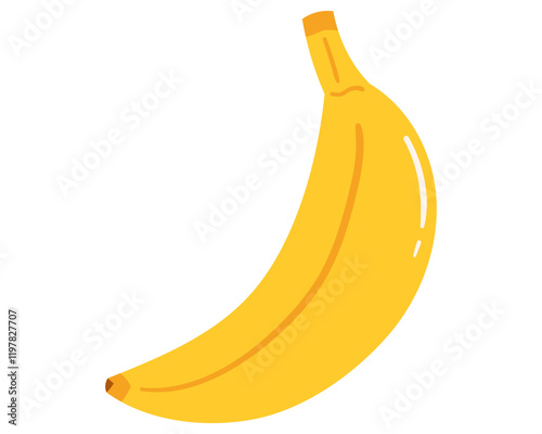 Fruit banana in cartoon hand drawn simple style. Editable variable color