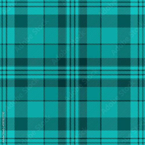 Vibrant teal and dark teal plaid pattern.  Perfect for textile design, fashion, website backgrounds, or any project needing a bold, geometric texture. Seamless repeat for endless possibilities.