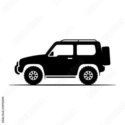 Off-road vehicle icon. Suv. Black silhouette. Side view. Vector simple flat graphic illustration. Isolated object on white background. Isolate.