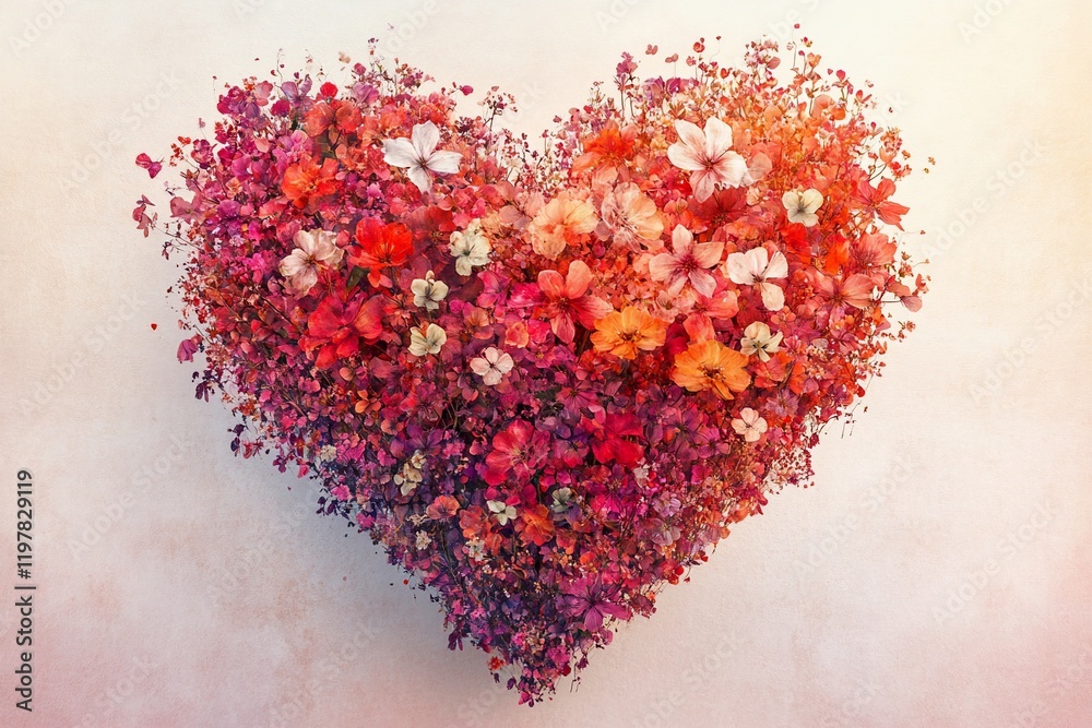 Floral heart, love, romantic, spring, celebration, background, pastel, Valentine's