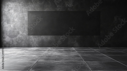Dark Grunge Interior Space with Blank Canvas for Creative Usage