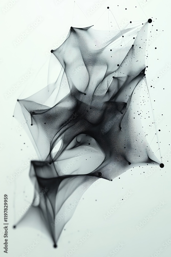 Fototapeta premium Abstract Network of Organic Lines and Nodes in Monochrome Art