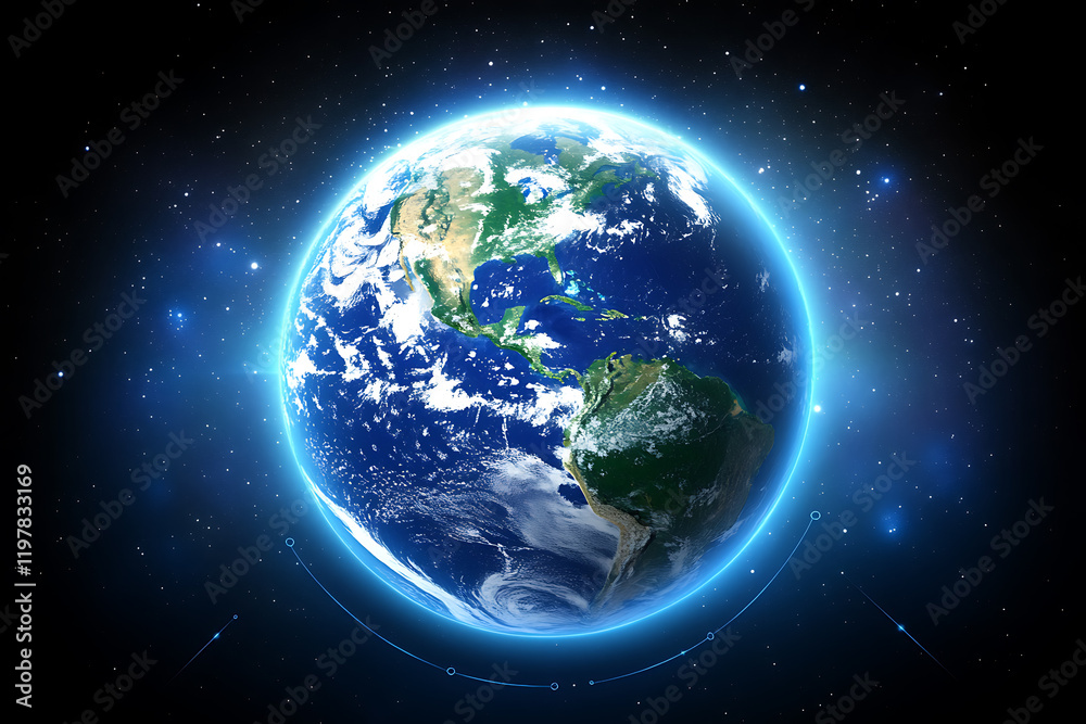 Glowing frame of Earth in space on a transparent background, highlighted by a combination of blue and black data points. Glowing frame of Earth in space on a transparent background, highlighted by a combination of blue and black data points.