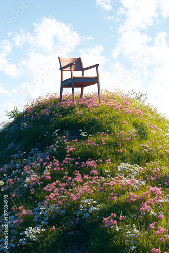 Chair standing on a hill