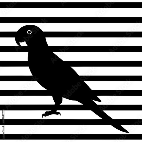 parrot silhouette on retro stipe background