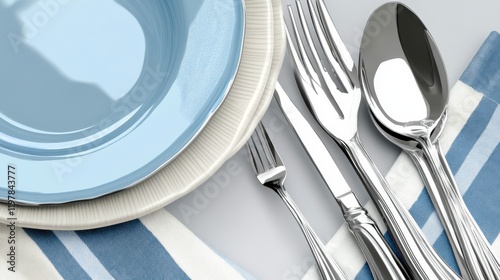 Stunning Tableware Arrangement: Plates, Cutlery, and Napkins for a Refined Dining Experience