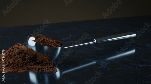 Elegant Coffee Scoop and Powder: A Dark Roast Coffee Preparation