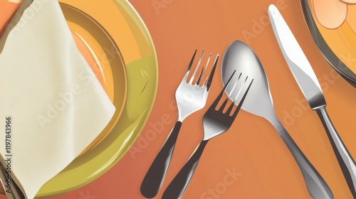 A Stunning Table Setting:  Elegant Cutlery and Napkins Arrangement for a Fine Dining Experience