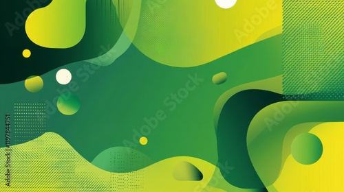 Abstract Green and Yellow Fluid Forms Graphic Design