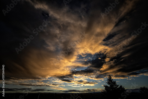 Fototapeta Naklejka Na Ścianę i Meble -  Sunrise over Laramie Range;  Wyoming