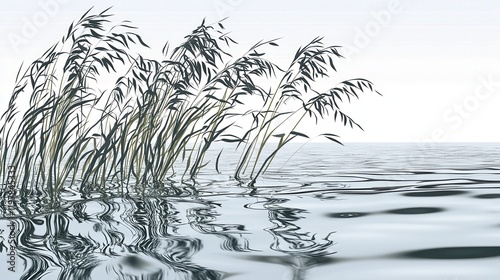 Serene Waterside Plants in a Calm Watery Landscape