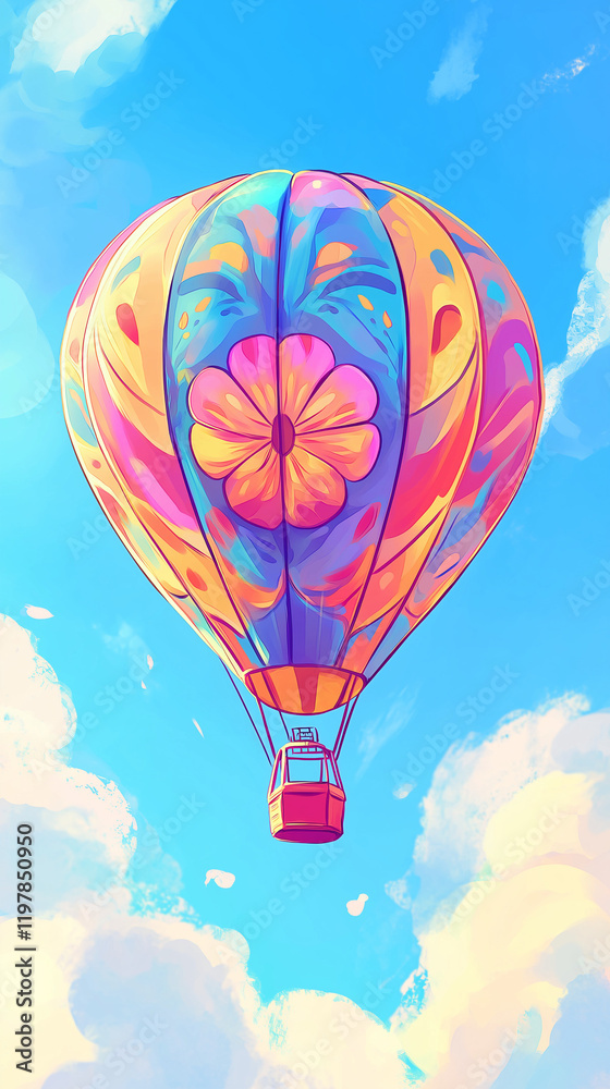 Obraz premium Colorful Hot Air Balloon in Blue Sky