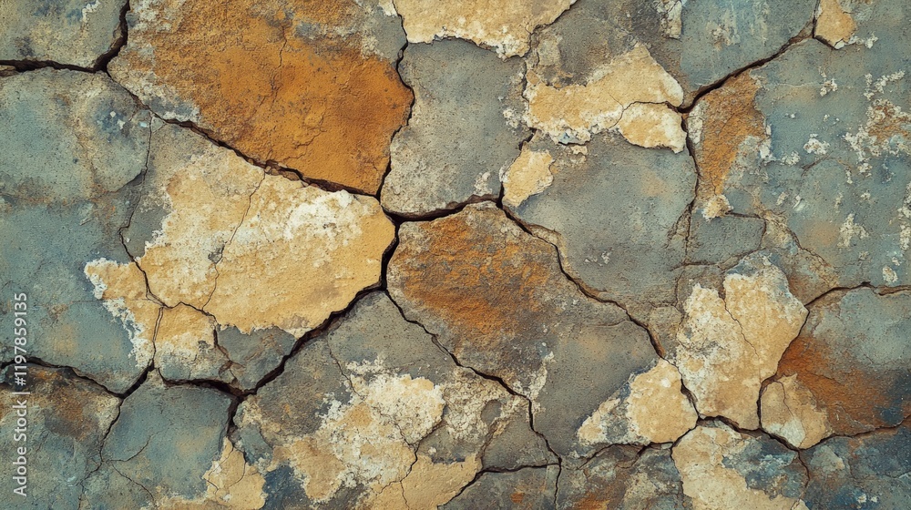 Obraz premium Textured Cracked Surface with Earthy Tones and Unique Patterns